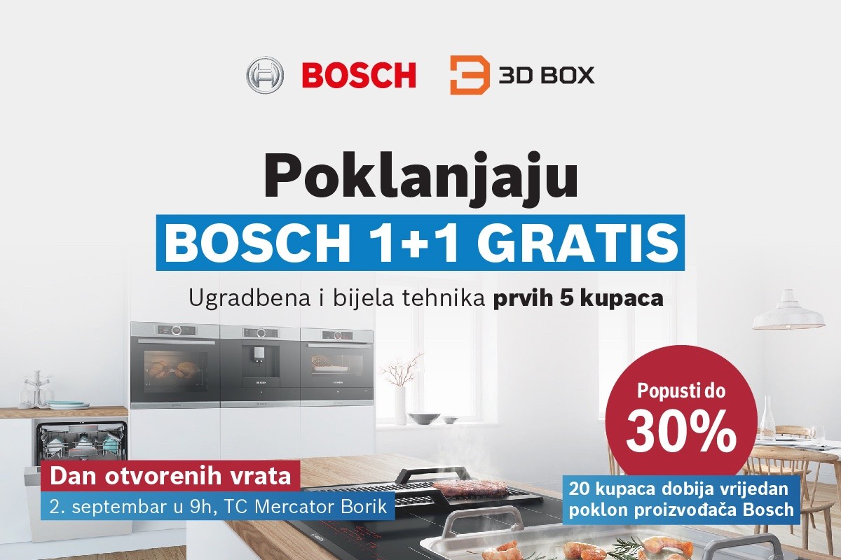 3D BOX: Za jedan kupljeni BOSCH uređaj bijele tehnike dobijate još jedan takav gratis!