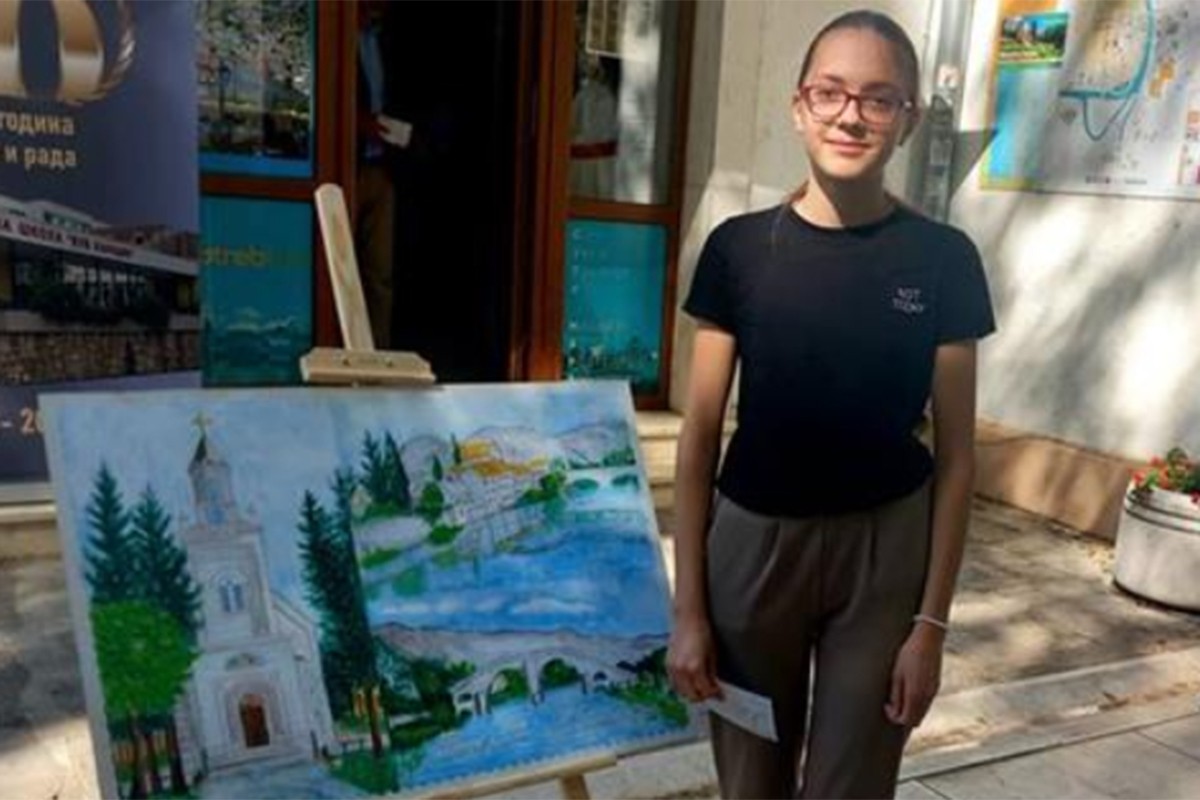 Likovni rad učenice Ane Ćurić - turistička razglednica grada