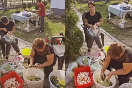 Žena Darka Lazića sprema zimnicu