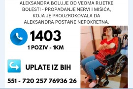 Aleksandri neophodan novac za liječenje, broj 1403 aktivan još samo ...