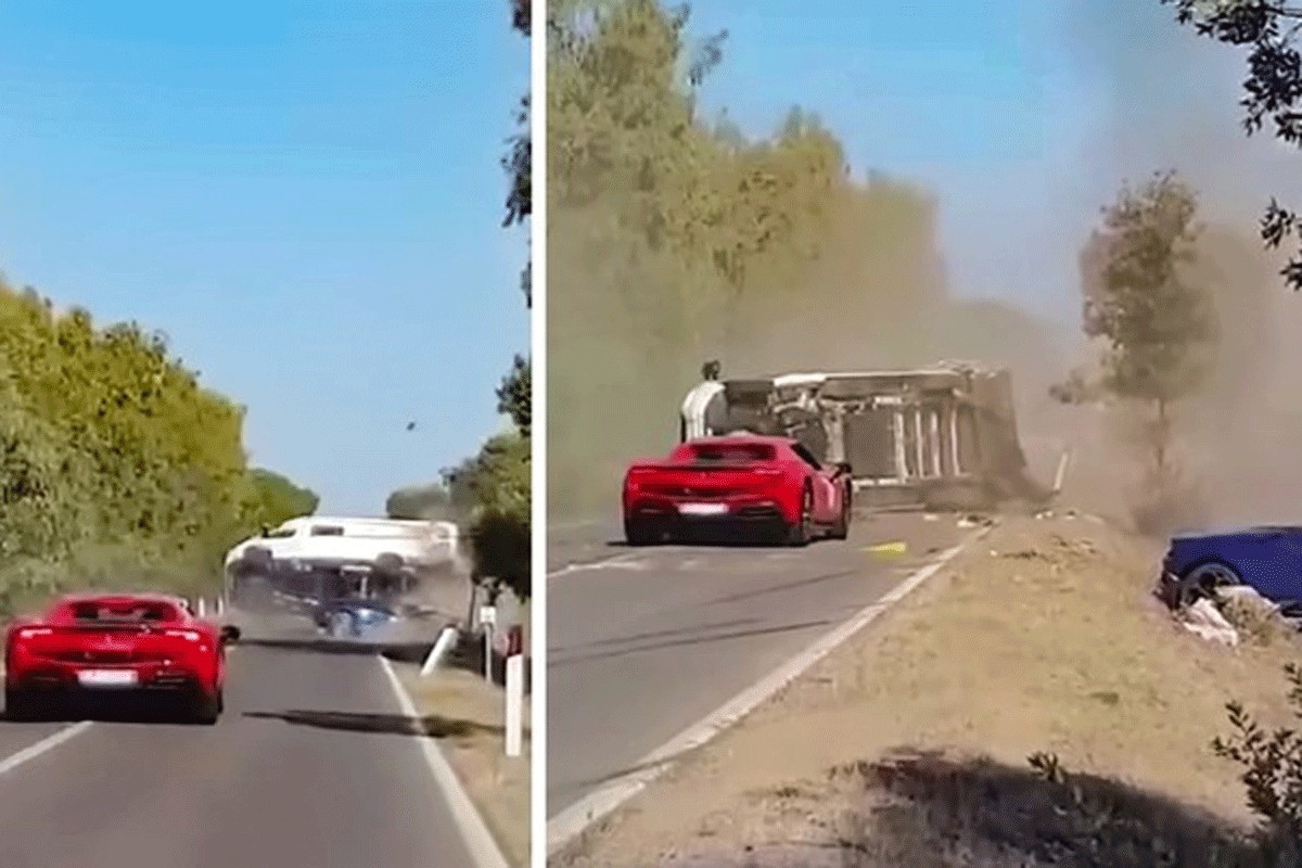 Divljali Ferrarijem pa se zabili u kamper i izgorijeli (VIDEO)