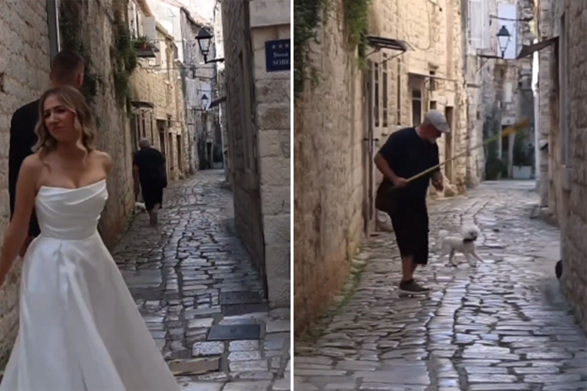 Mladenci krenuli na fotografisanje pa u im kadar uletio štakor i ljuti djed s metlom (VIDEO)