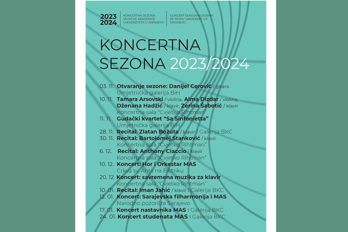 Počinje nova koncertna sezona Muzičke akademije Univerziteta u Sarajevu