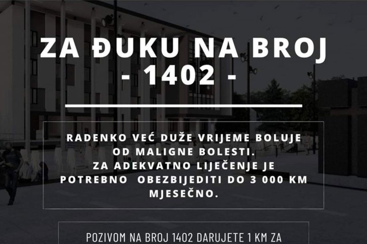 Broj 1402 za liječenje Radenka Đukića