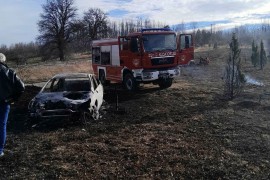 Izgorjela dva automobila, vatra se proširila sa suve trave