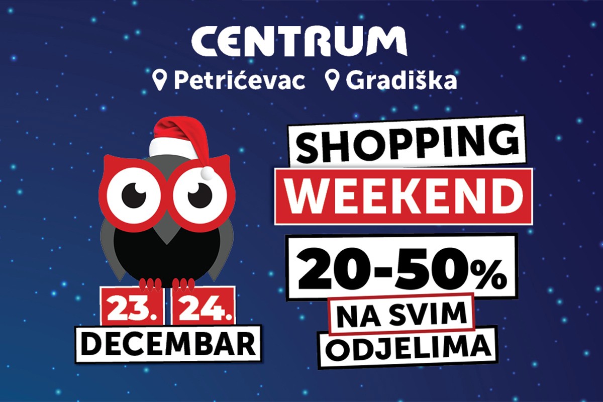 Novogodišnji Shopping Weekend Centruma na Petrićevcu i Centruma u Gradišci