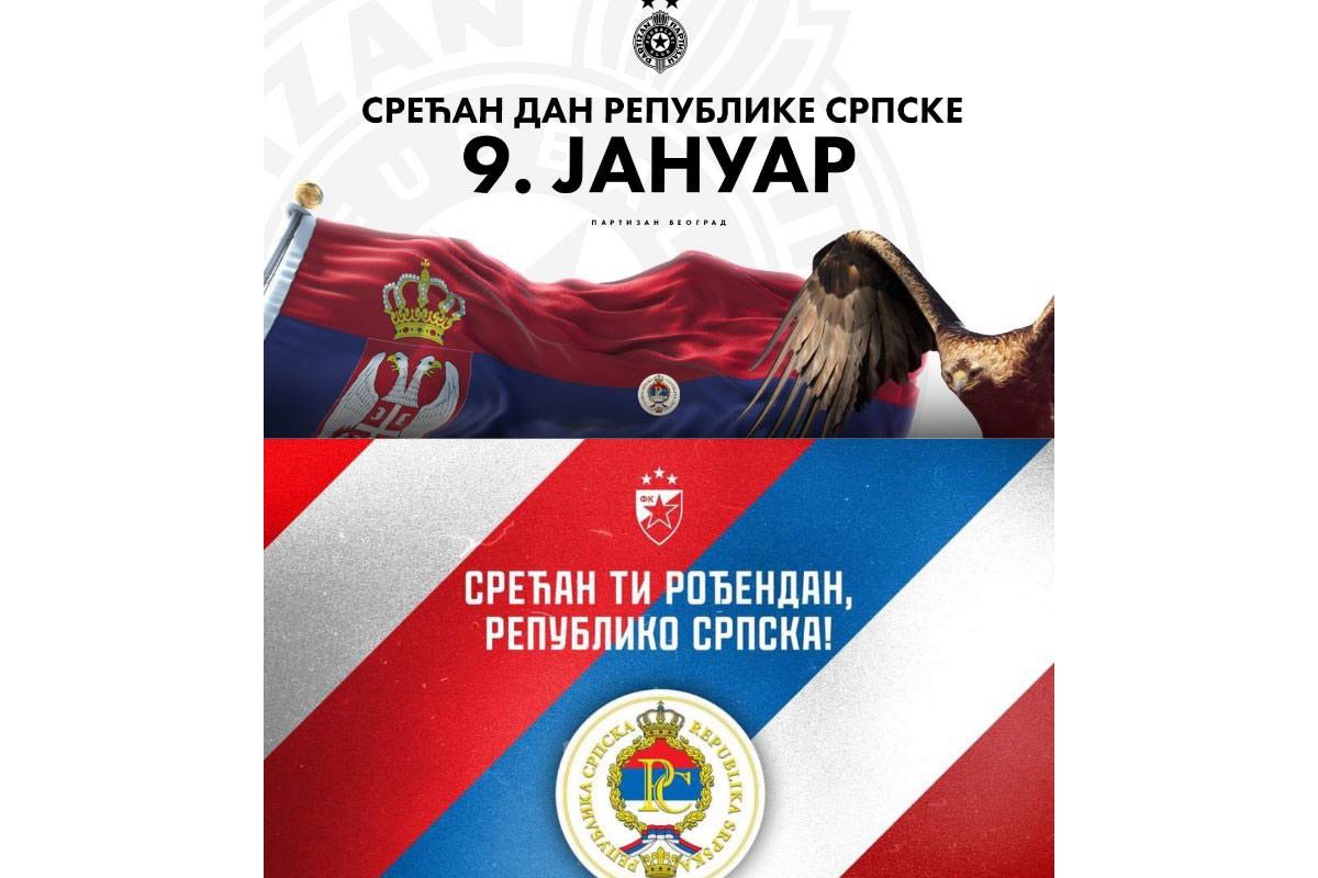 Crvena Zvezda i Partizan čestitali Srpskoj Dan Republike