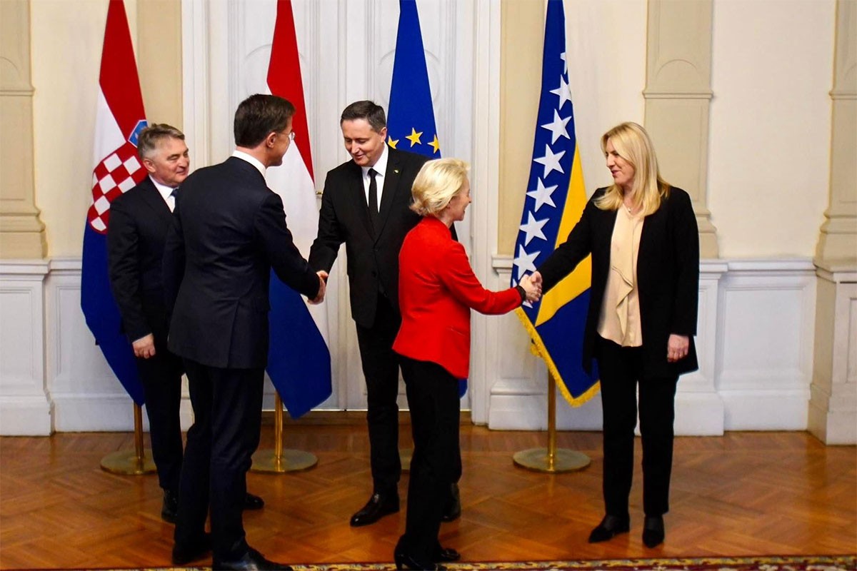 Fon der Lajen i Rute stigli u Predsjedništvo BiH, Plenković otkazao dolazak zbog Komšića
