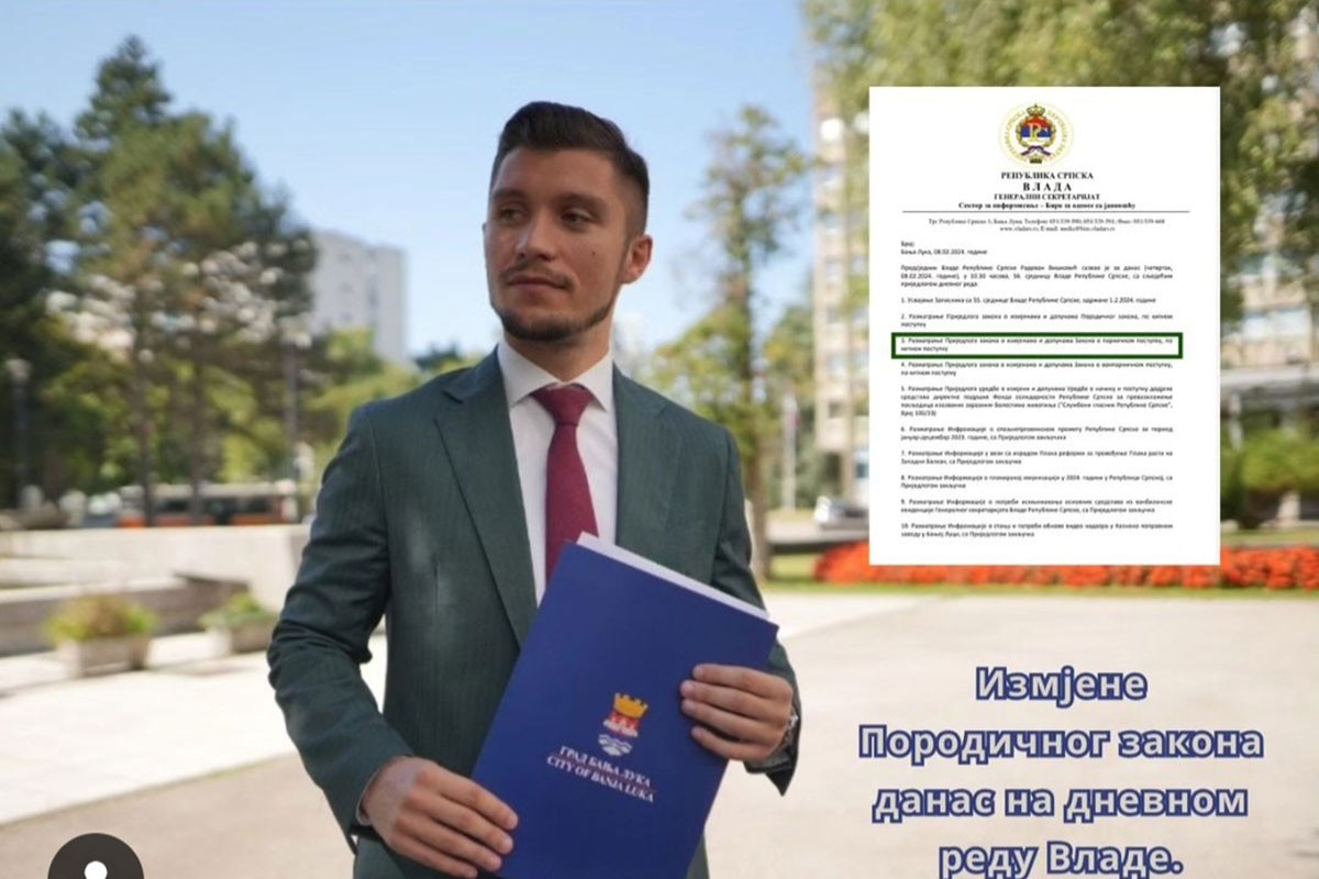 Vlada RS odlučuje o Porodičnom zakonu