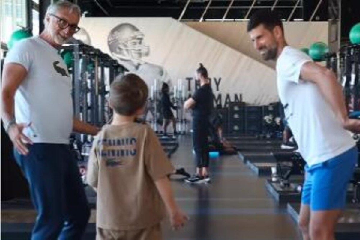 Ne može slađe od ovoga: Novak sa sinom u teretani, Stefan imitirao tatu (VIDEO)