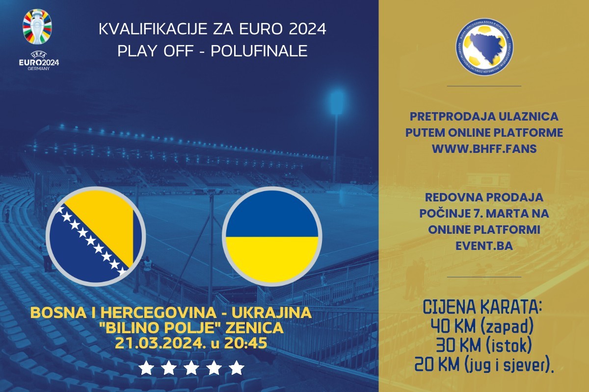 Počinje prodaja ulaznica za meč BiH - Ukrajina