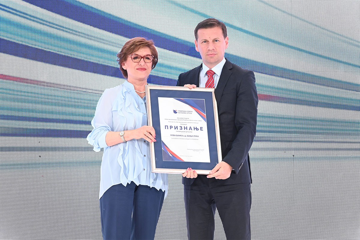 Novoj banci priznanje za najveći plasman kredita