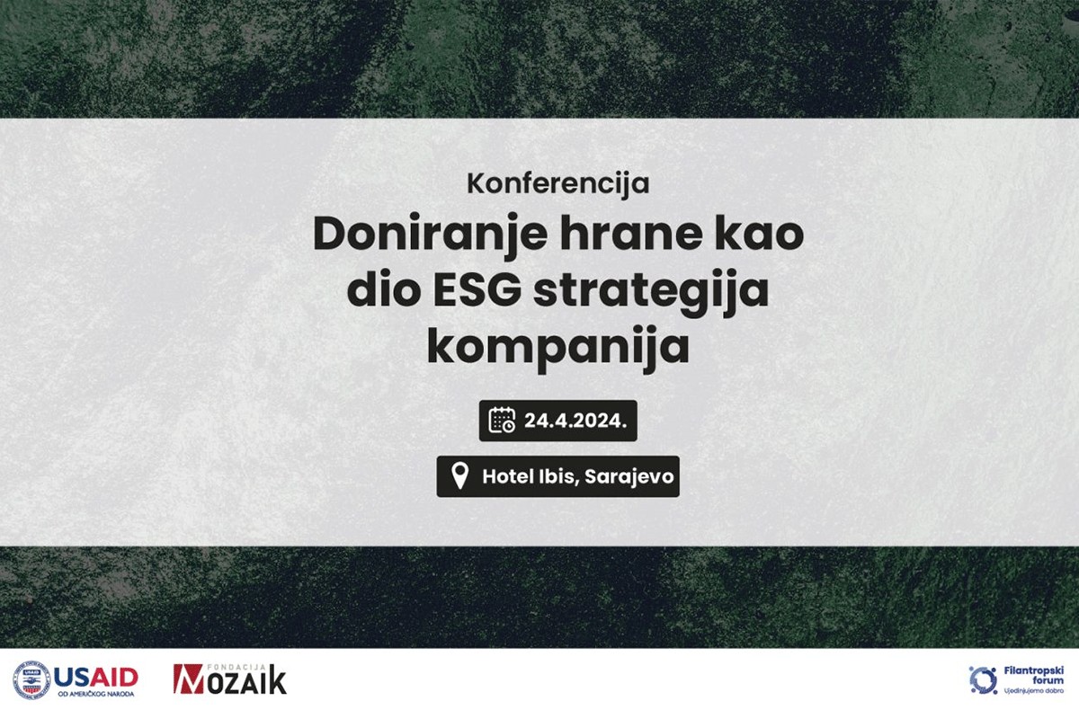 Doniranje hrane kao dio ESG strategije kompanija: Poziv na konferenciju u Sarajevu