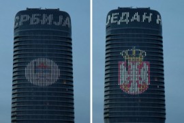 Na kuli "Beograd" ispisano "Јedan narod, jedan sabor - Srbija i Srpska"