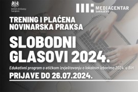 Organizuju trening i plaćenu novinarska praksu "Slobodni glasovi 2024."