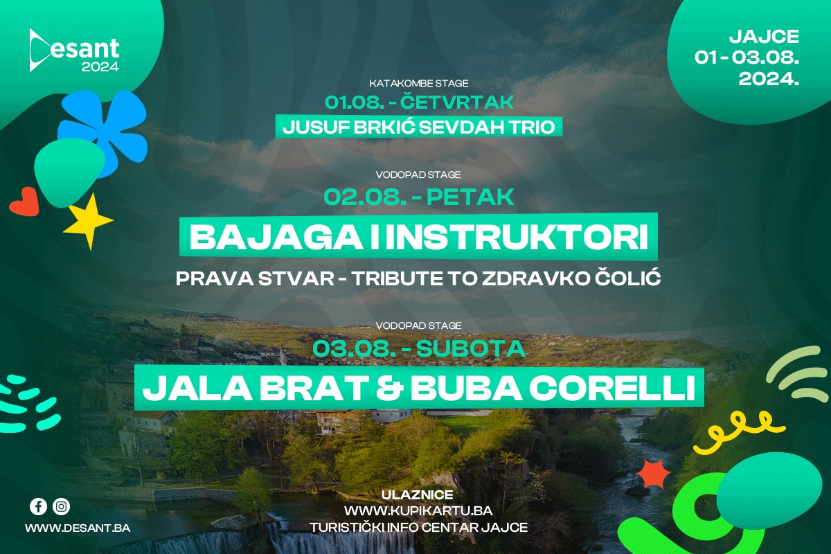 Peti "Desant" festival od 1. do 3. avgusta u Jajcu