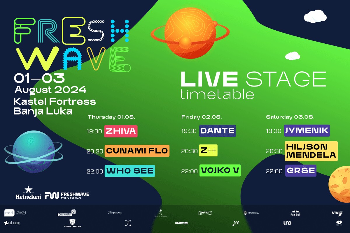 Poznate satnice nastupa izvođača na Live stageu "Freshwave" festivala