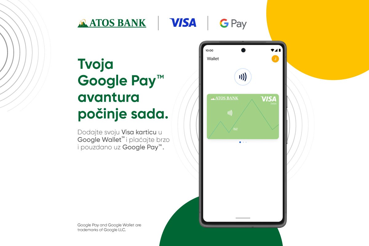 Uz ATOS BANK, Visa kartice i Google Pay ostvari povrat od 50KM