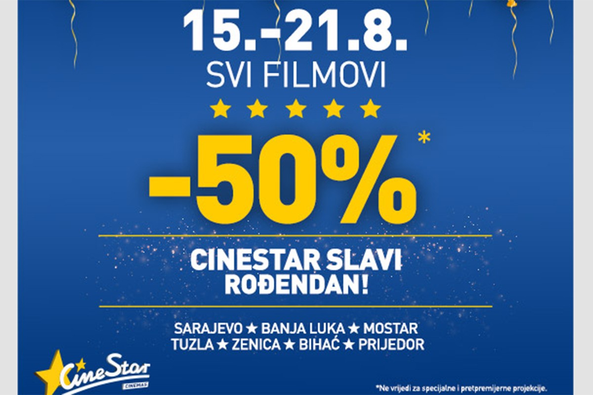CineStar slavi rođendan, kino ulaznice u pola cijene čak sedam dana