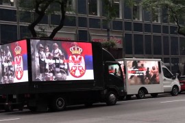 Kamioni na ulicama Njujorka prikazuju teror nad Srbima (VIDEO)