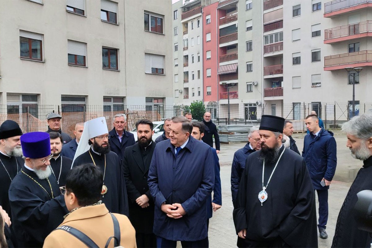 Dodik i Kalabuhov na gradilištu srpsko-ruskog hrama u Banjaluci