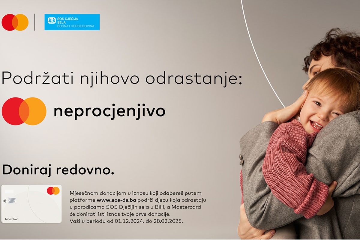 Mastercard četvrtu godinu uz donatorsku online platformu SOS Dječijih sela u BiH