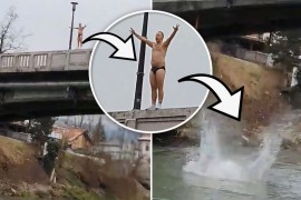 Šokantan snimak iz Banjaluke: Skinuo se i skočio s mosta u ledeni ...