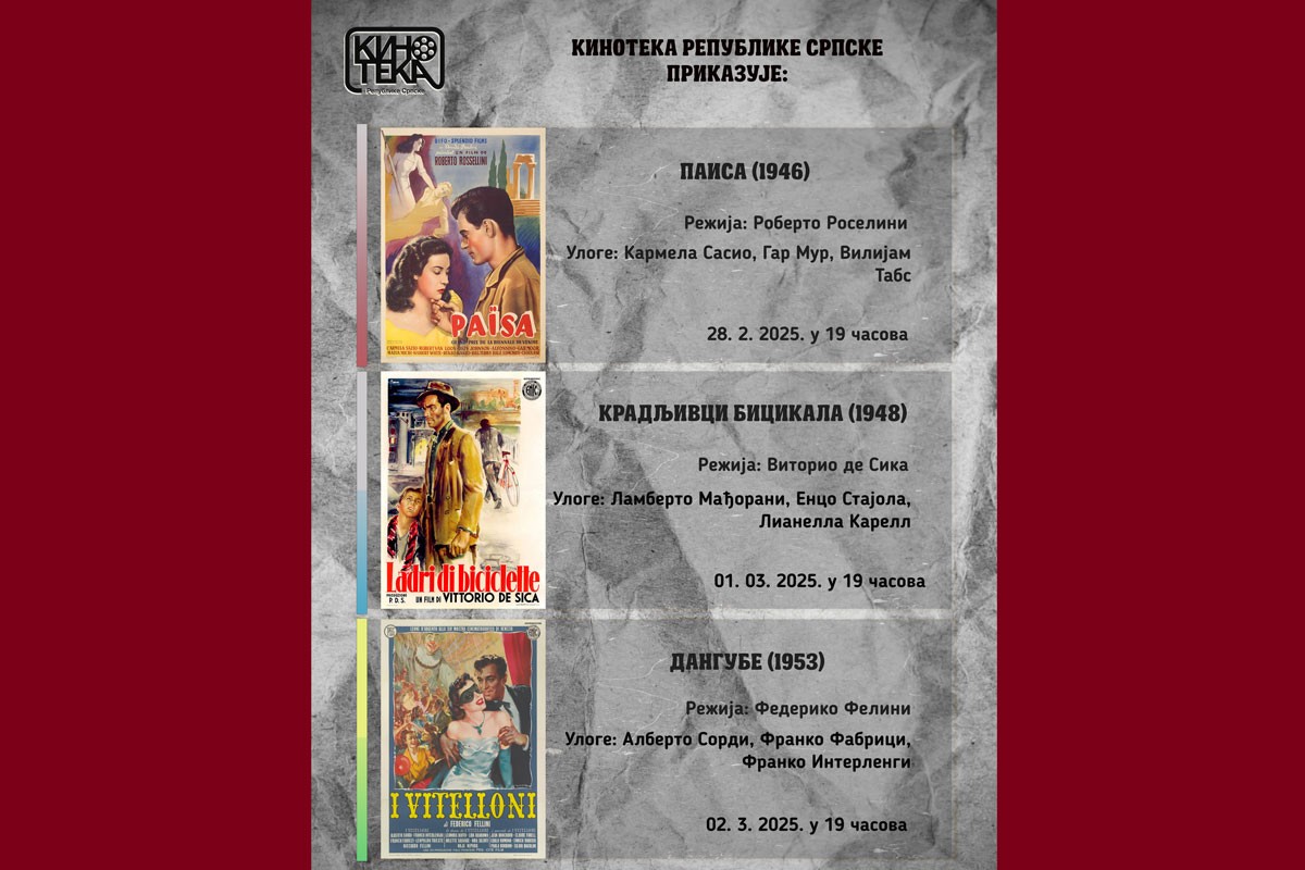 Ključni filmovi italijanskog neorealizma u Andrićgradu