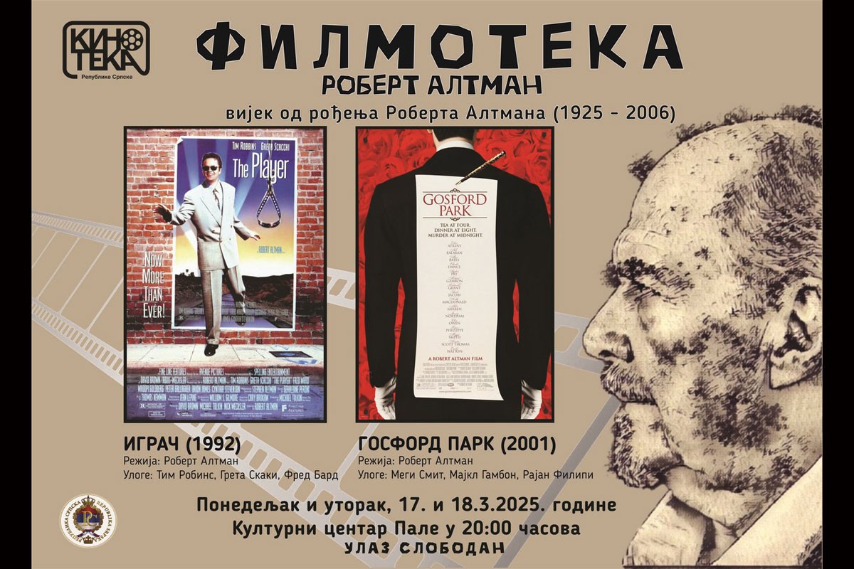 Filmoteka posvećena Robertu Altmanu u Kulturnom centru Pale
