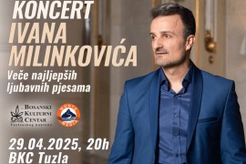 "Veče najlepših ljubavnih pjesama" u izvedbi Ivana Milinkovića u BKC ...