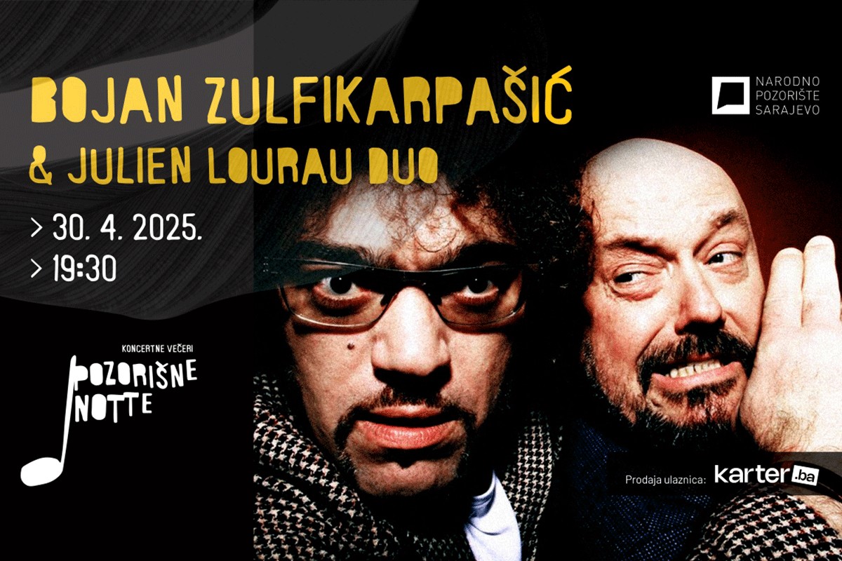 Svjetski džez muzičari Bojan Zulfikarpašić i Julien Lourau u Narodnom pozorištu Sarajevo