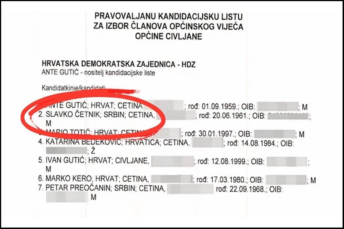 Srbin Četnik na listi HDZ-a