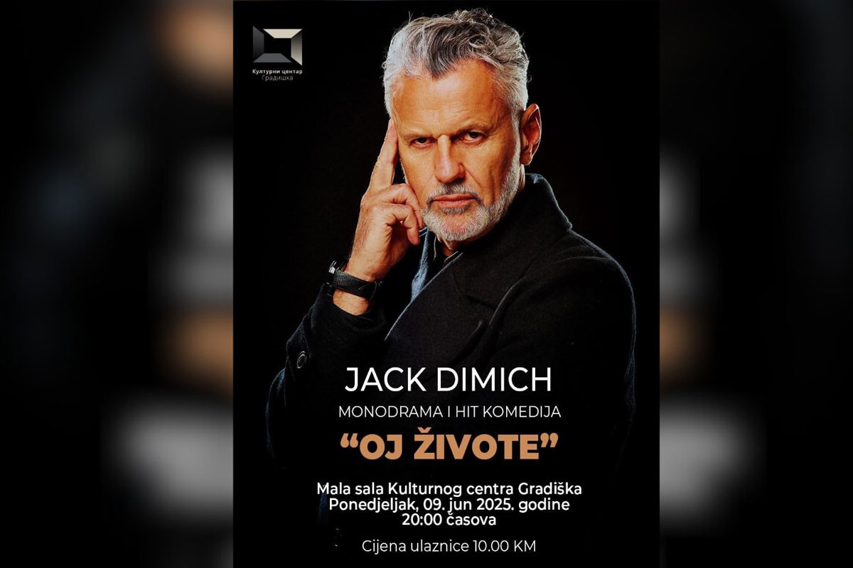 Monodrama Džeka Dimića "Oj, živote" 9. juna u Gradišci