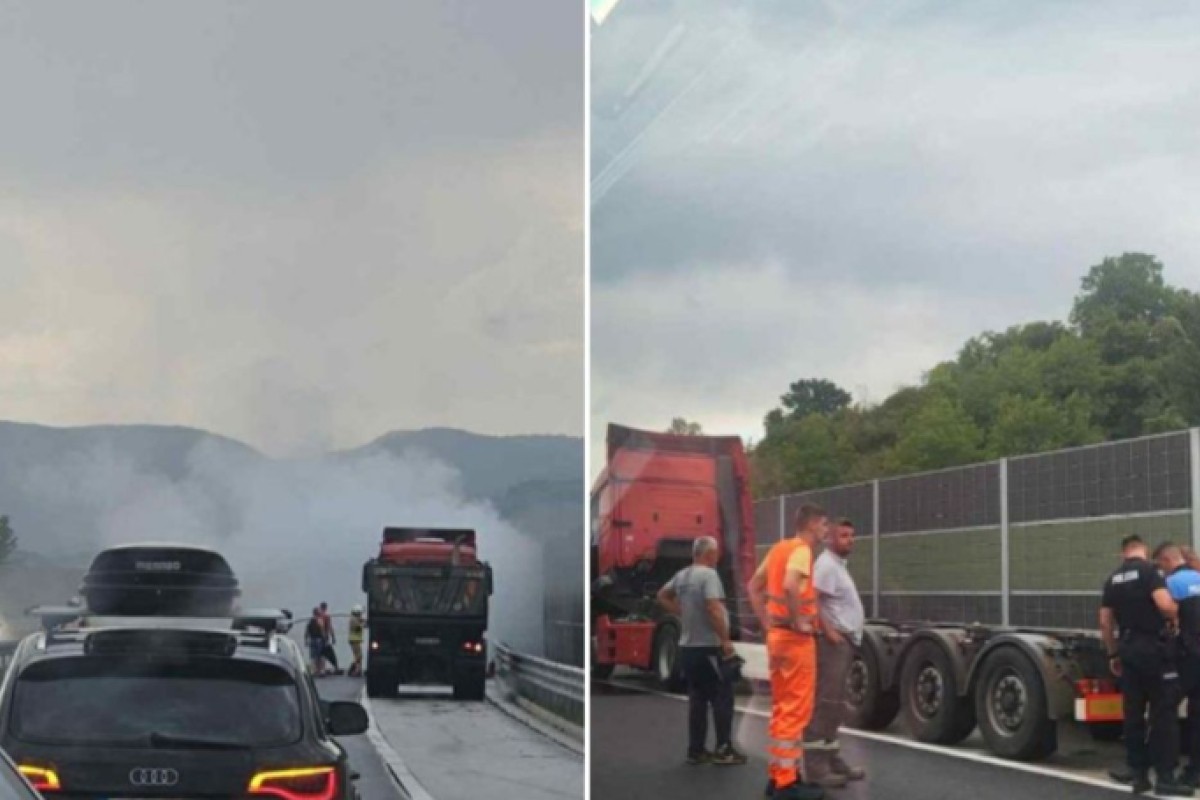 Drama na auto-putu kod Visokog: Zapalio se kamion