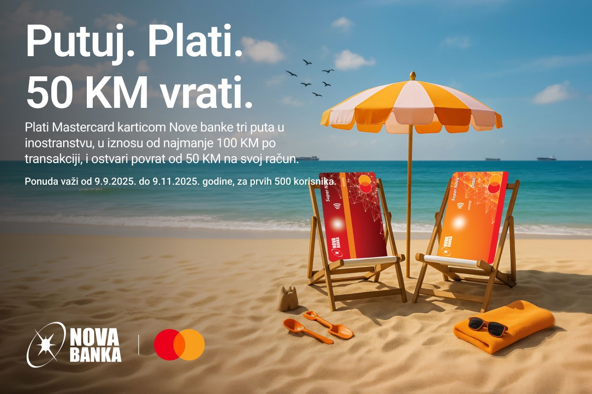 Bezgotovinska plaćanja u inostranstvu donose 50 KM: Povrat novca za korisnike Nove banke