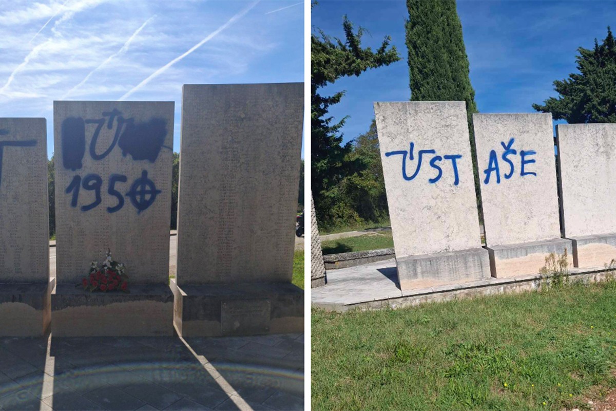 Partizanski spomenik u Hrvatskoj išaran ustaškim simbolima