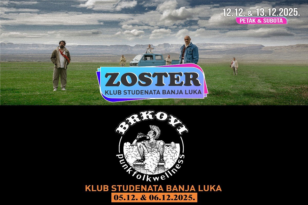 "Brkovi" i "Zoster" u decembru u Klubu studenata Banjaluka