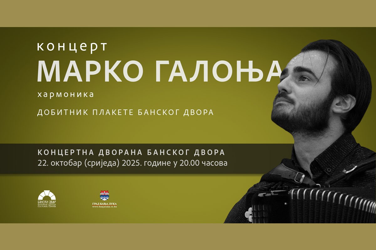 Dobitnik plakete Banskog dvora: Koncert Marka Galonje u Banjaluci