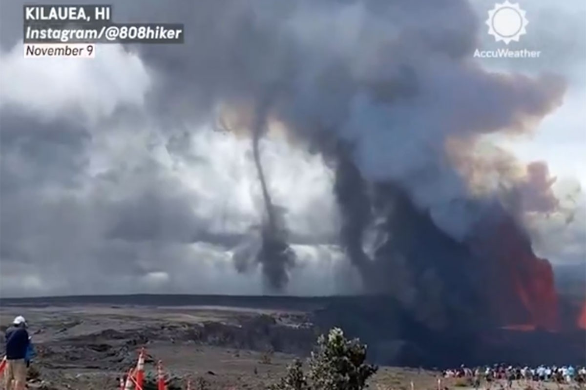 Rijedak prizor na Havajima: Erupcija vulkana stvorila "volnado" (VIDEO)