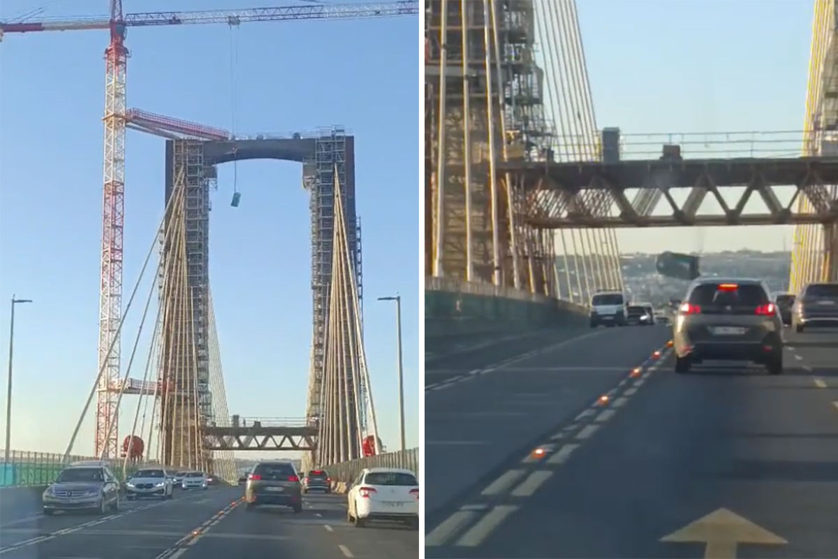 Pokretni toalet pao na most u Sevilji (VIDEO)