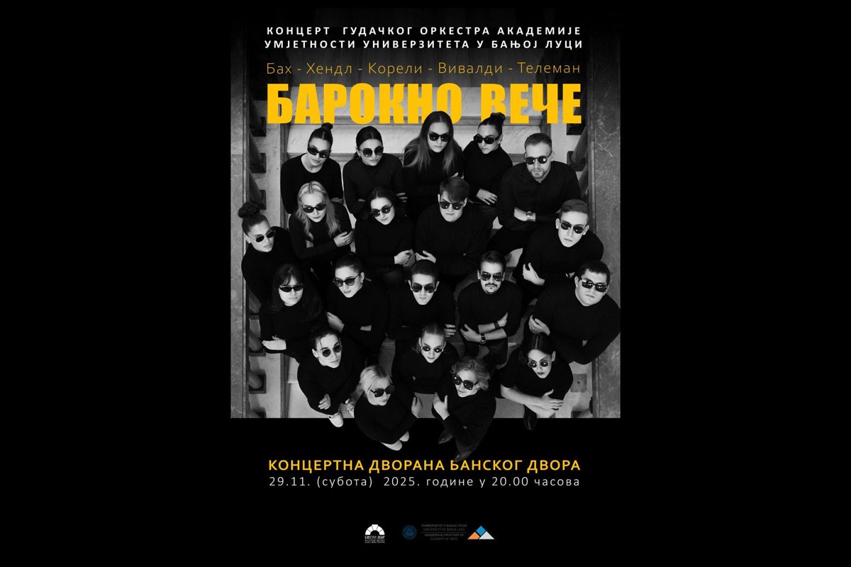 Barokno veče u Banjaluci: Gudački orkestar AU UNIBL u Banskom dvoru