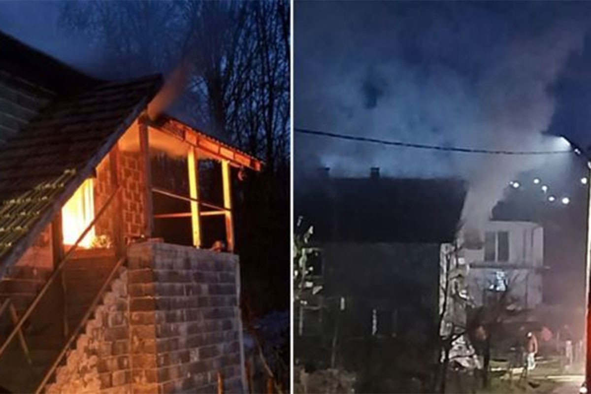 Veliki požar u Visokom: Izgorio sprat kuće, vlasnik povrijeđen (VIDEO)