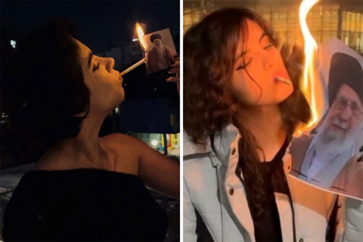 Novi simbol pobune: Iranke pale cigarete slikama ajatolaha Hamneija (VIDEO)