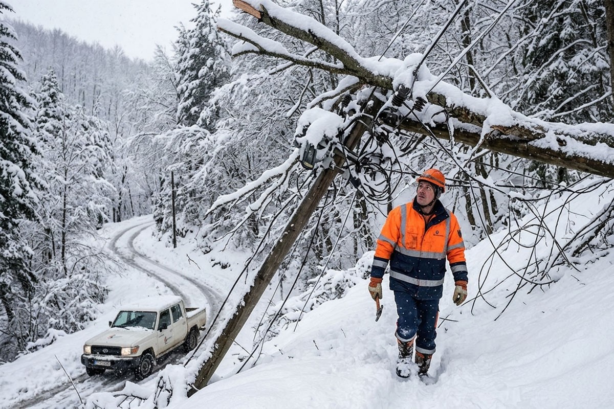 Snijeg pokidao provodnike: Dijelovi Banjaluke i još osam gradova bez struje