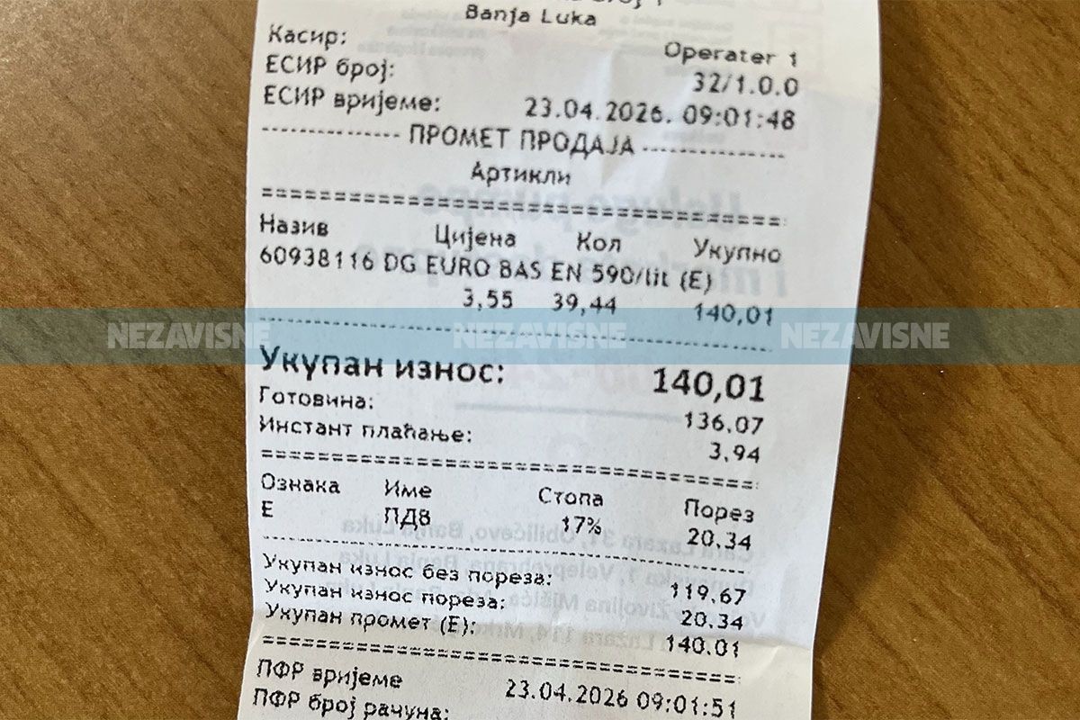 Povrat akciza u RS: Gorivo platio 140 KM, dobio litar besplatno