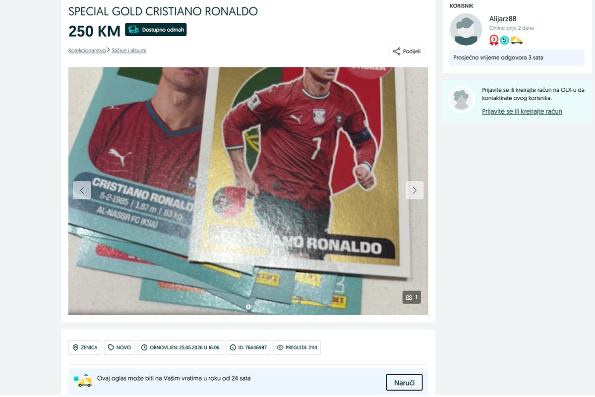 Zlatne "Panini" sličice za Mundijal 2026 prodaju se i za 250 KM