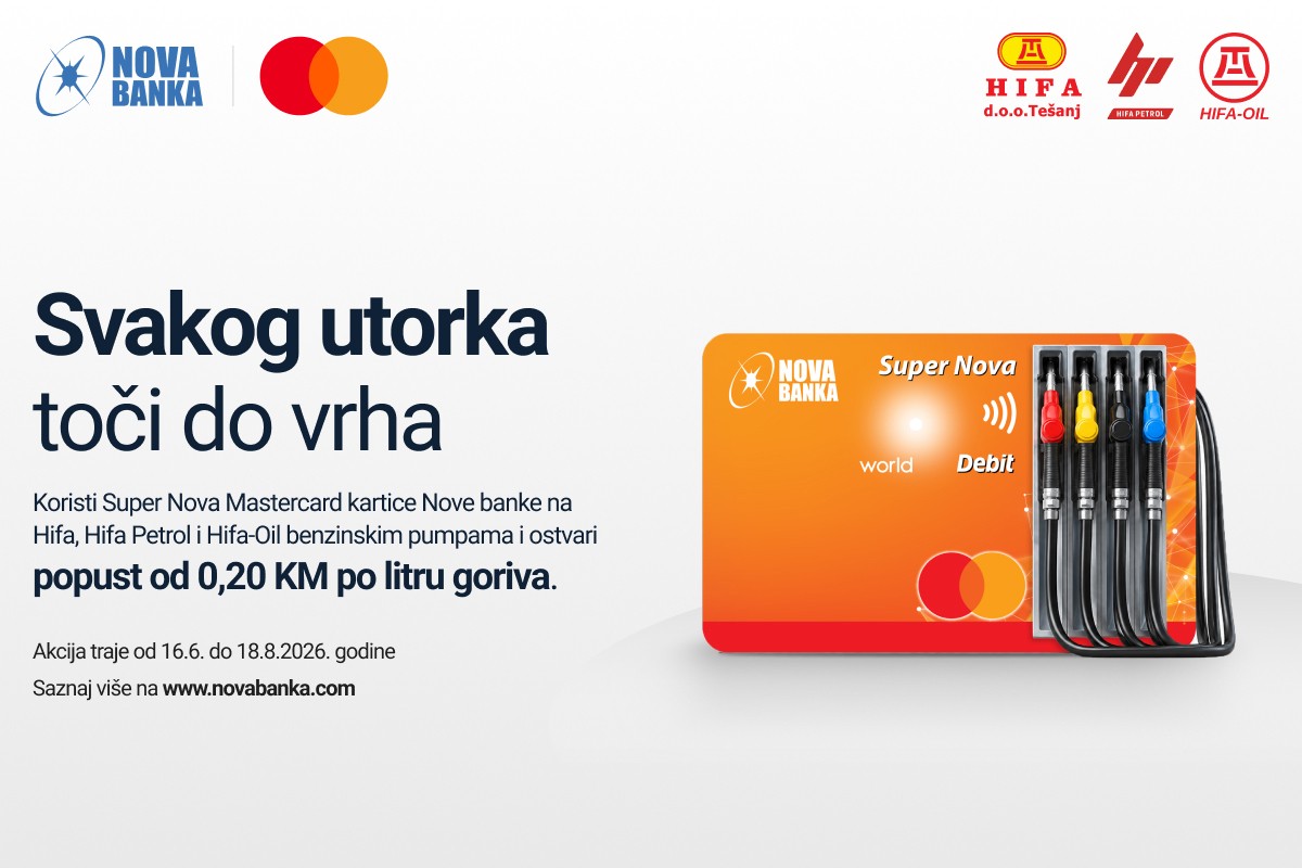 Svakog utorka toči do vrha uz Super Nova Mastercard kartice Nove banke
