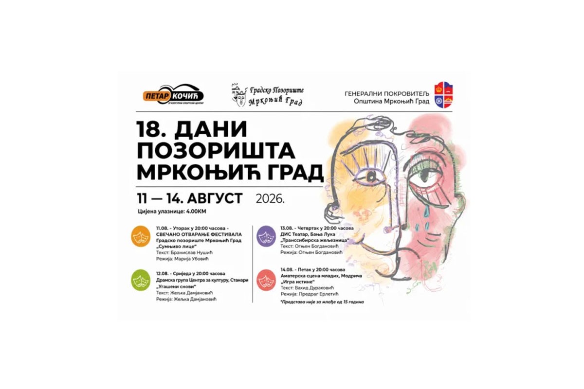 "Dani pozorišta" u Mrkonjić Gradu od 11. do 14. avgusta