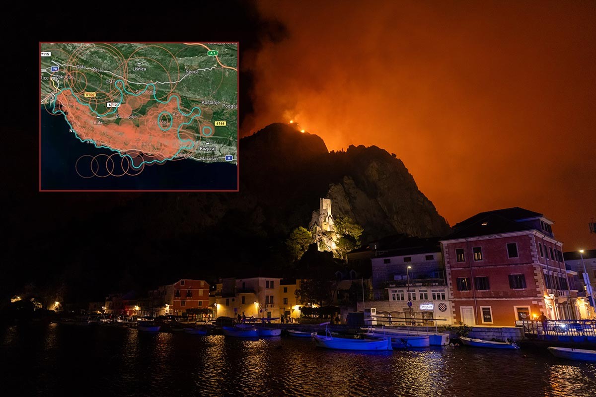 Novi satelitski snimci požara kod Omiša: Broj detekcija sa 200 porastao na 603