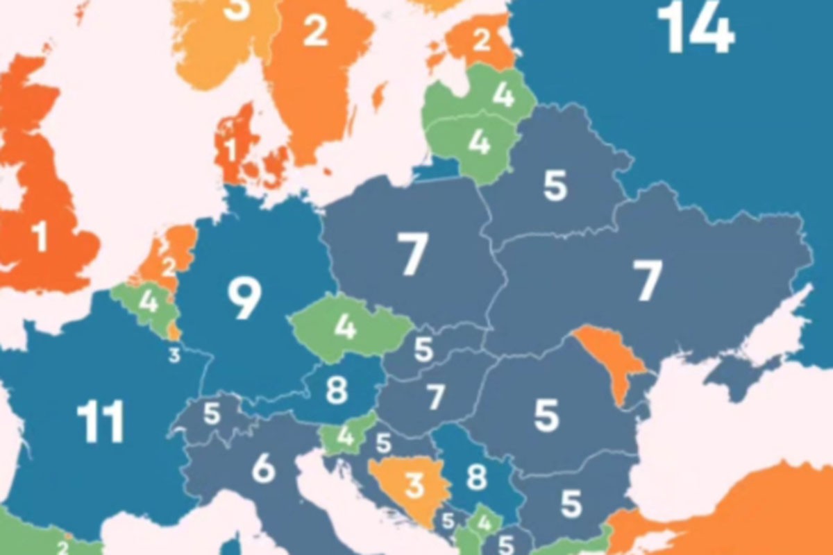 Zanimljiva karta Evrope: BiH označena s 3, Hrvatske s 5 (FOTO)